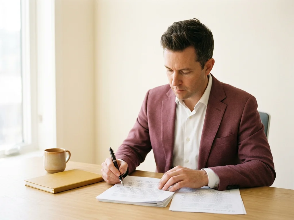 Thomas Kerbrat, rédacteur en chef, préparant un éditorial dans son bureau de rédaction.