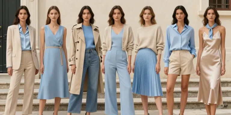 beige et bleu ciel vetement