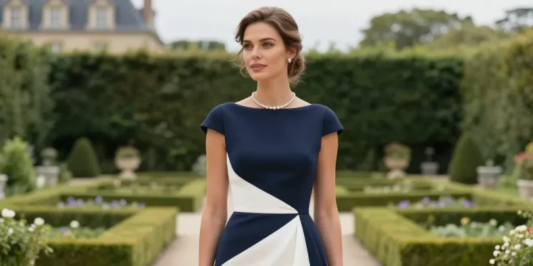 robe chic bleu marine et blanc